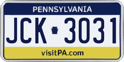 PA license plate JCK3031