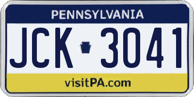 PA license plate JCK3041