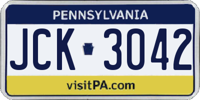 PA license plate JCK3042