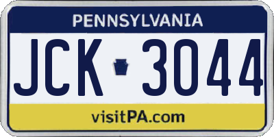 PA license plate JCK3044