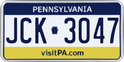 PA license plate JCK3047