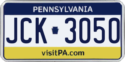 PA license plate JCK3050