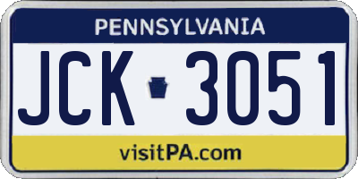 PA license plate JCK3051