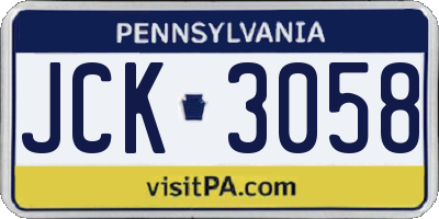 PA license plate JCK3058
