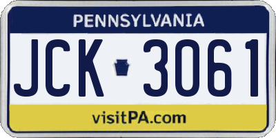 PA license plate JCK3061