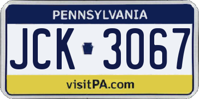 PA license plate JCK3067