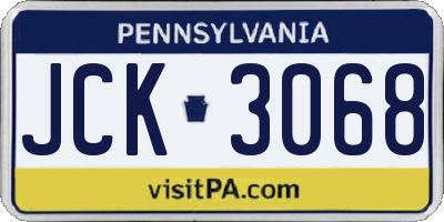 PA license plate JCK3068