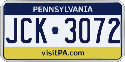 PA license plate JCK3072