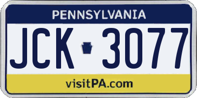 PA license plate JCK3077