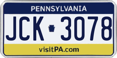 PA license plate JCK3078
