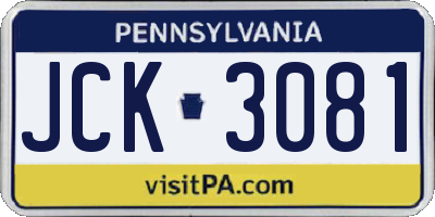 PA license plate JCK3081