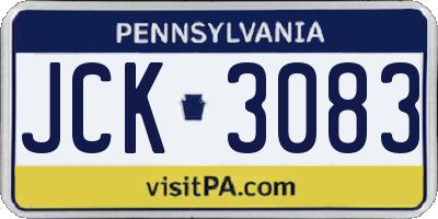 PA license plate JCK3083