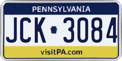 PA license plate JCK3084