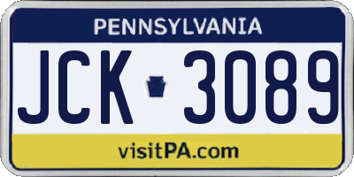 PA license plate JCK3089