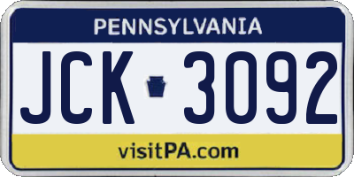 PA license plate JCK3092