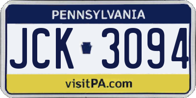 PA license plate JCK3094