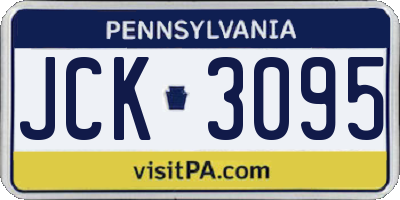 PA license plate JCK3095