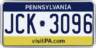 PA license plate JCK3096
