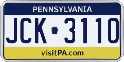 PA license plate JCK3110