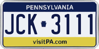 PA license plate JCK3111