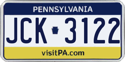 PA license plate JCK3122