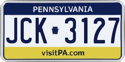 PA license plate JCK3127