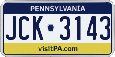 PA license plate JCK3143