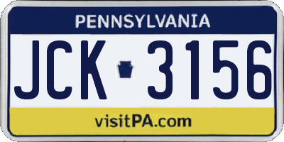 PA license plate JCK3156