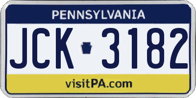 PA license plate JCK3182