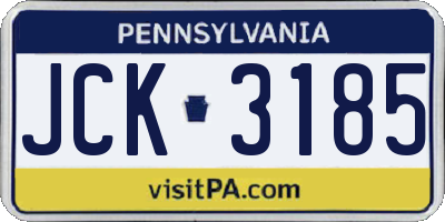 PA license plate JCK3185