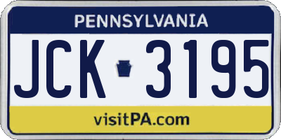 PA license plate JCK3195