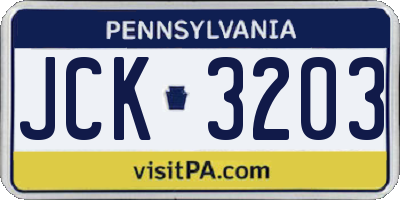 PA license plate JCK3203