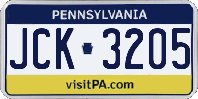 PA license plate JCK3205