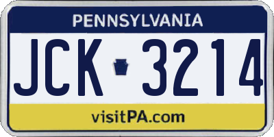 PA license plate JCK3214