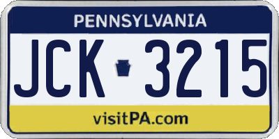 PA license plate JCK3215