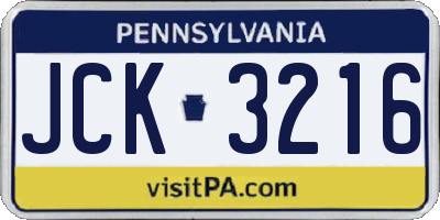 PA license plate JCK3216