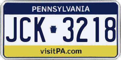 PA license plate JCK3218