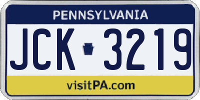 PA license plate JCK3219