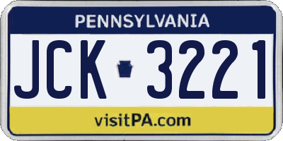 PA license plate JCK3221