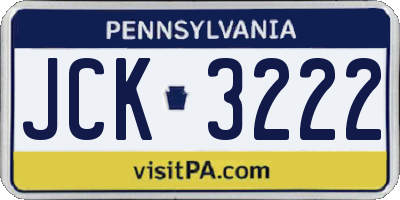 PA license plate JCK3222