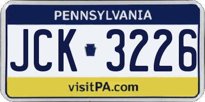 PA license plate JCK3226