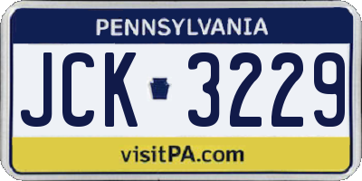 PA license plate JCK3229