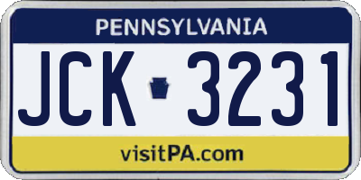 PA license plate JCK3231
