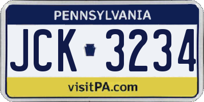 PA license plate JCK3234