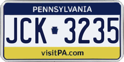 PA license plate JCK3235