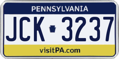 PA license plate JCK3237