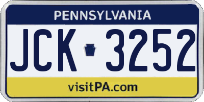 PA license plate JCK3252