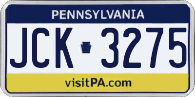 PA license plate JCK3275