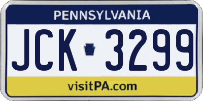PA license plate JCK3299