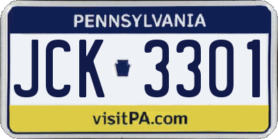 PA license plate JCK3301